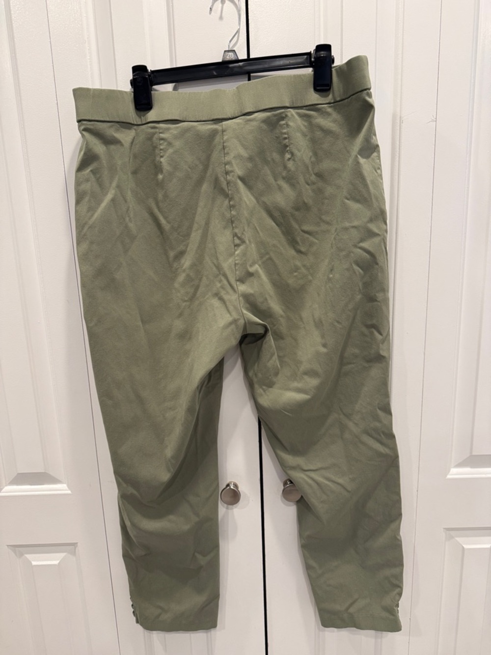 Emaline Olive Chino Ankle Pants with Button Hem - Picture 3 of 4
